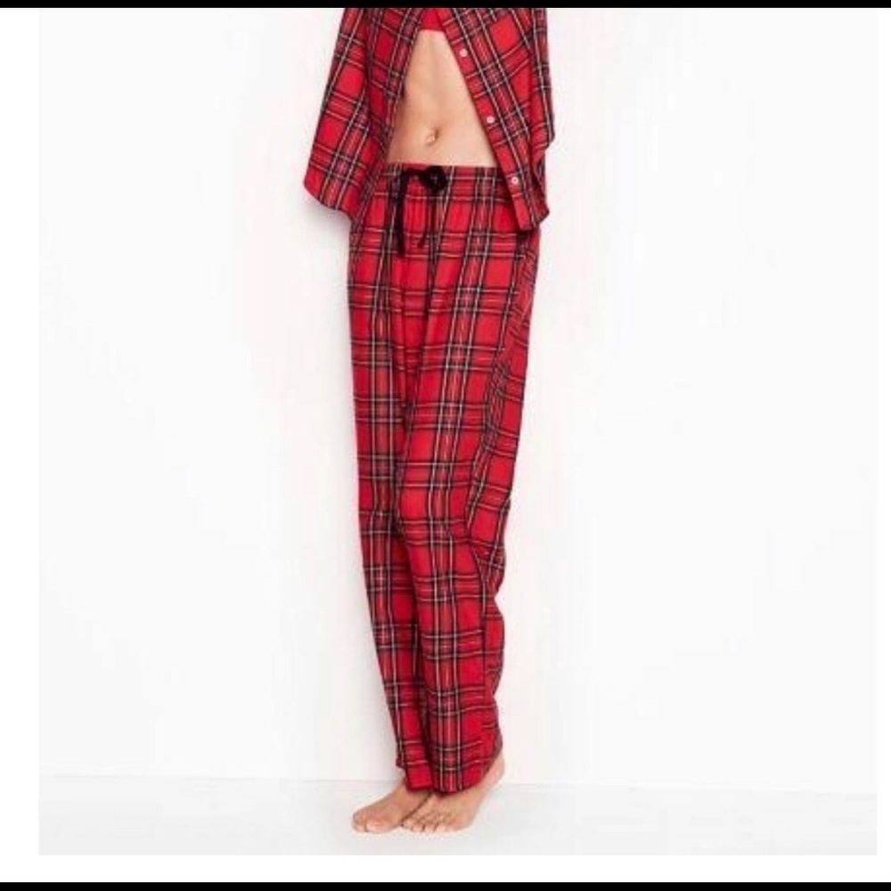 VICTORIA'S SECRET Red Plaid Pajama Lounge Pants Tartan Holiday PJs M Soft Pant